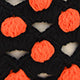 Black and orange handmade woven handbag with pearl decoration.

